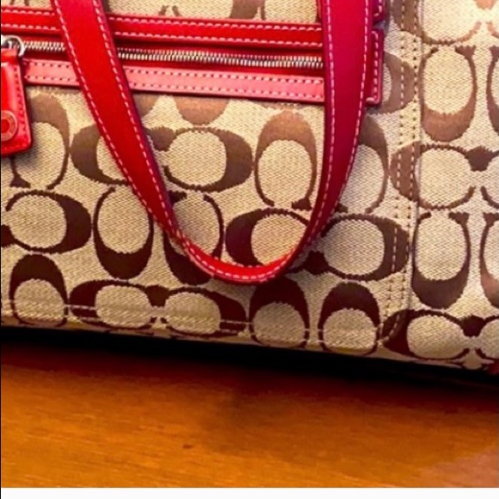 Vintage red leather Signature Coach medium shopper